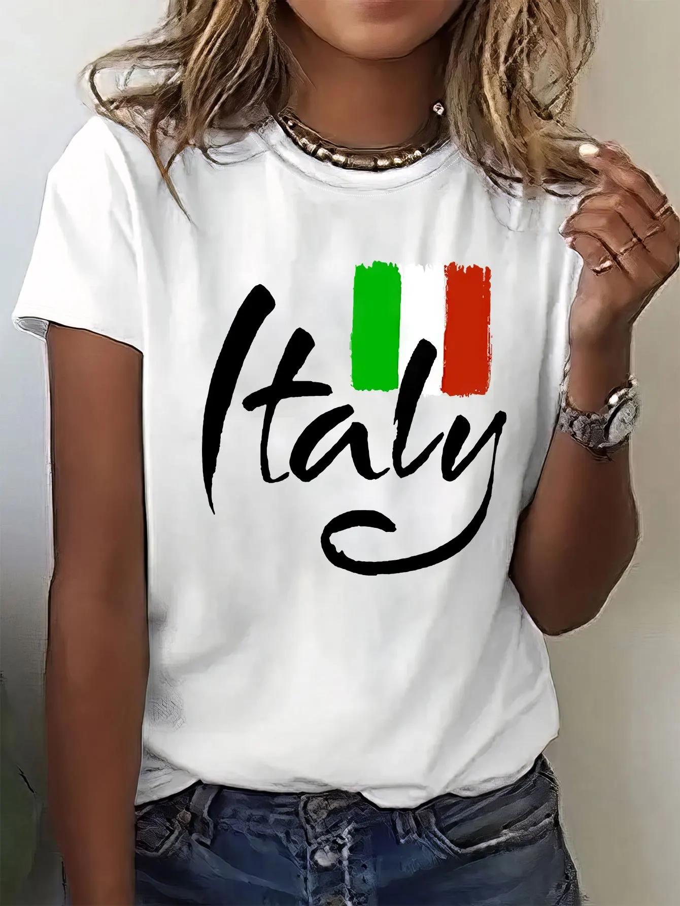 

Printed Fashion Women S Casual Sleeve Top [Italian Printed Fashion Top] Independence Day Italian Summer Streetwear Tops Tees S