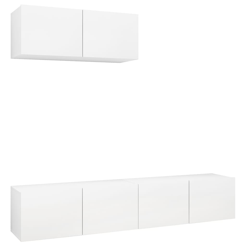 TV Wall Cabinets Set of 3 White Particleboard