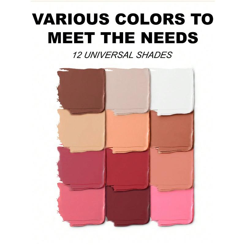 12-Color Metal Blush Palette, Multi-Functional Long-Lasting Natural Makeup Effect, High Pigmentation Concealer Contour Palette For Daily Makeup