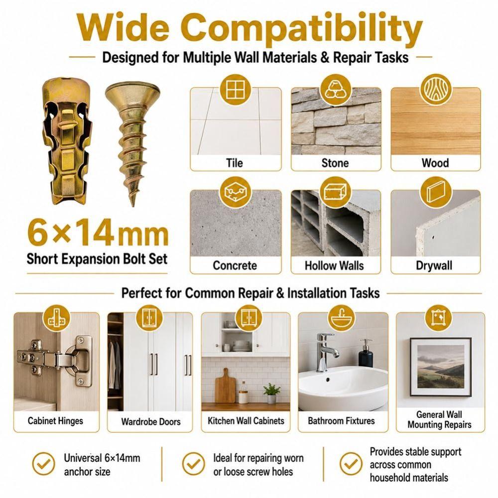 Short Self Tapping Screw 6×14mm Expansion Anchor New Expansion Screw  Wall Drilling