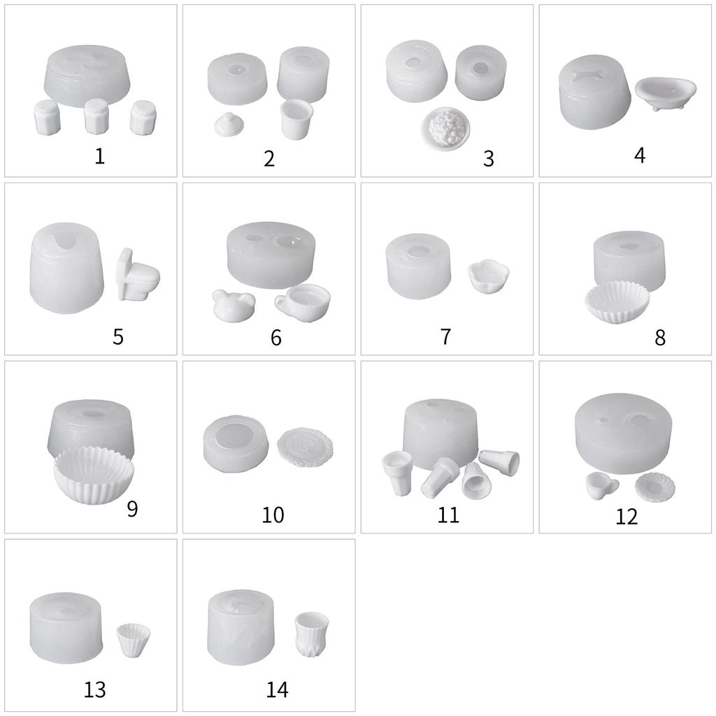 Miniature Candy Toy Moulds DIY Craft Molds Small Dinnerware Shape Moulds Realistic Candy Food Molds for DIY Hand-Making