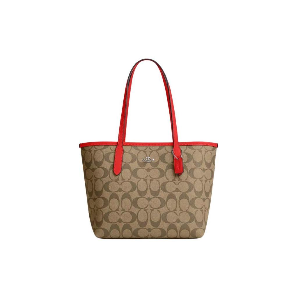 Coach City 23 Gold Logo Classic Monogram Snap Canvas And Leather Tote Bag Women Tote Bags Multicolor CN733-SVUC3