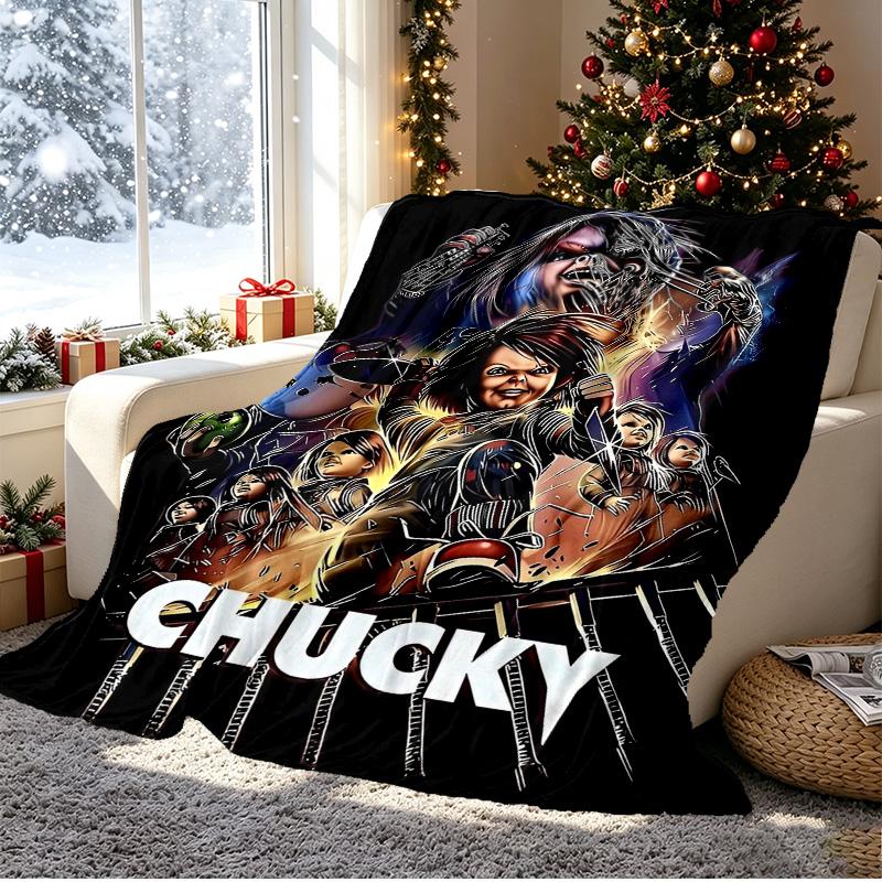 Bride of Chucky Pattern Blanket for Home Decoration, Bed, Sofa, Car Travel, Camping, Suitable for All Seasons, Birthday Christmas Gift