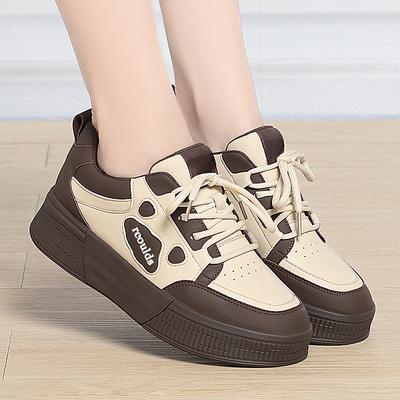Thick-soled Platform Shoes for Women Spring and Autumn Single Shoes Fashionable and Versatile Lightweight Lace-up Casual Sports Shoes