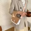 Popular contrasting color single shoulder small square bag retro new texture fashionable woven wide shoulder strap women's bag