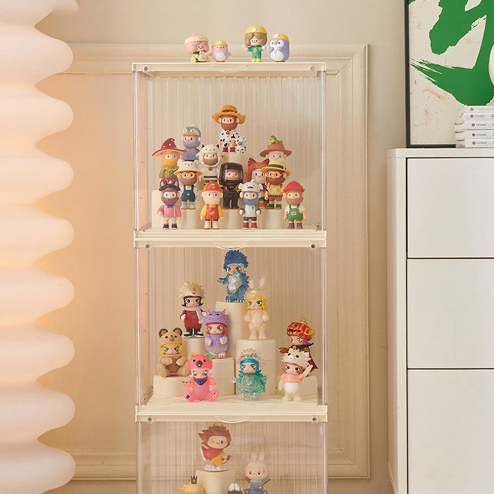 Transparent Plastic Storage Box Living Room Decoration Display Rack Doll Figurine Showcase Storage Organizer Case for Home DIY