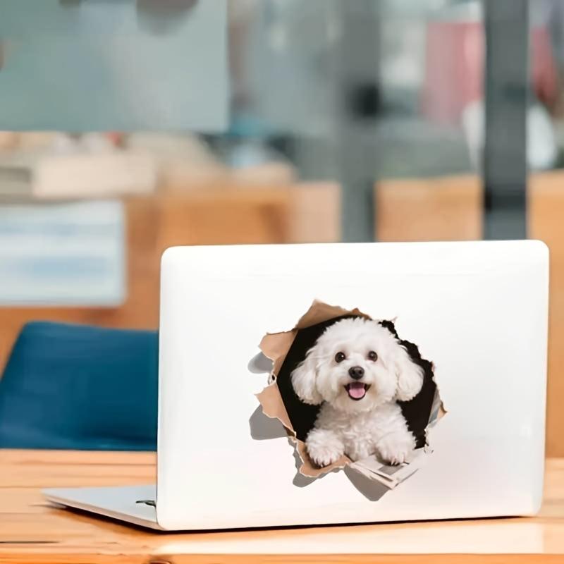 1pc Cute 2D Flat Puppy Sticker Realistic Dog Peeking Design Decal for Car Truck SUV Window and Body Decoration