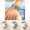 Bohemian Style Alloy Green Turquoise Open Wide Bracelet For Women