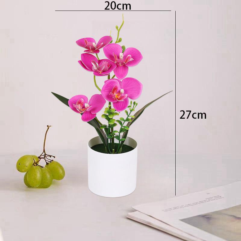 5 Heads Artificial Butterfly Orchid Potted Bonsai Home Garden Balcony Desktop Bedroom Living Room Decoration Fake Plants Bonsai