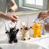 Cartoon Animal Cat Toothbrush Holder Anti-Slip Base Toothpaste Storage Shelf  Bathroom Organizer