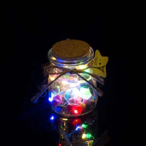 Luminous LED Star Wish Jar with Cork Four-Color LED Light