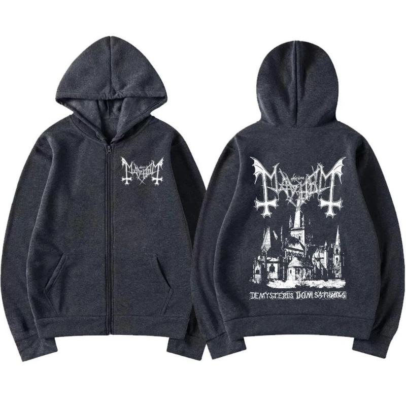 Mayhem De Mysteriis Dom Sathanas Album Zipper Hoodies Death Metal Gothic Zip Up Hoodie Männer Frauen Übergroße Fleece Hoody Jacke