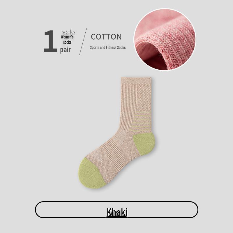

Women s Non-Slip Sweat-Absorbent Terry Running Socks - Mid-Calf for Spring & Autumn One Size хаки