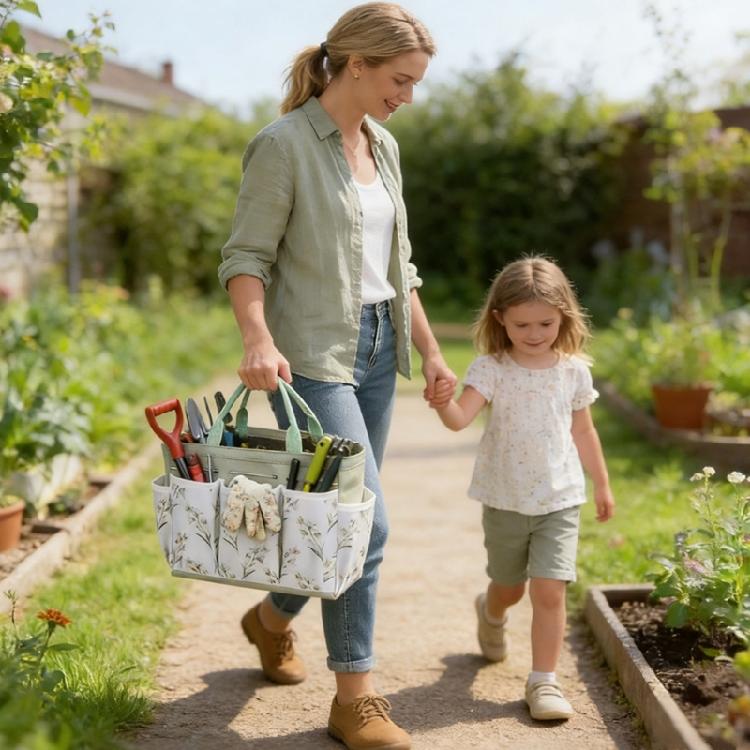Craft Supply Storage Bag with Garden Pockets, Open Interior and Carry Handles for Portable Storage Tasks Home Use