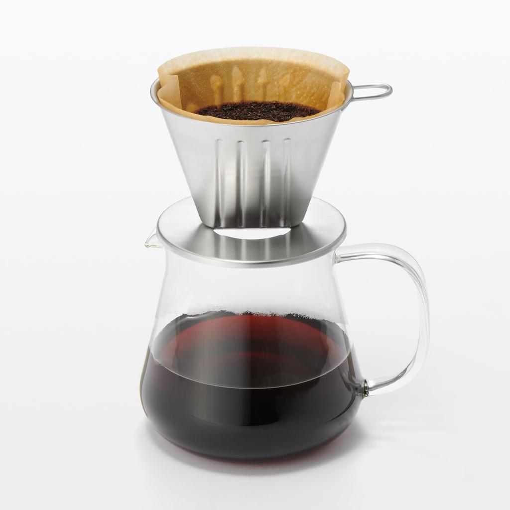 MUJI Stainless Steel Dripper, Silver, 12.5 x 10.5 x 8cm (H), for 2-3 cups, Product Number 15090822