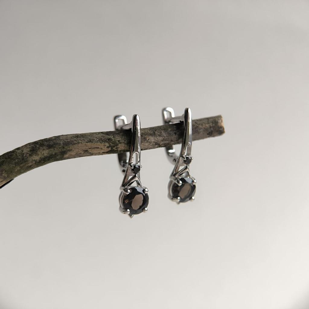 Silver Earrings with Natural Rauchtopaz (smoky Quartz) 1.617ct (2178743)