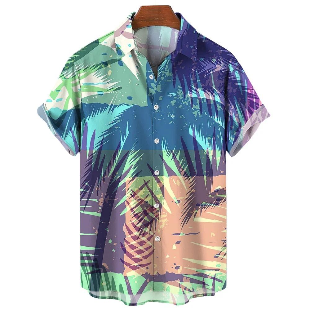 Hawaiian Shirts For Male Flower Pattern Men's Casual Short Sleeved Top Summer Oversized Streetwear Original Men Clothing
