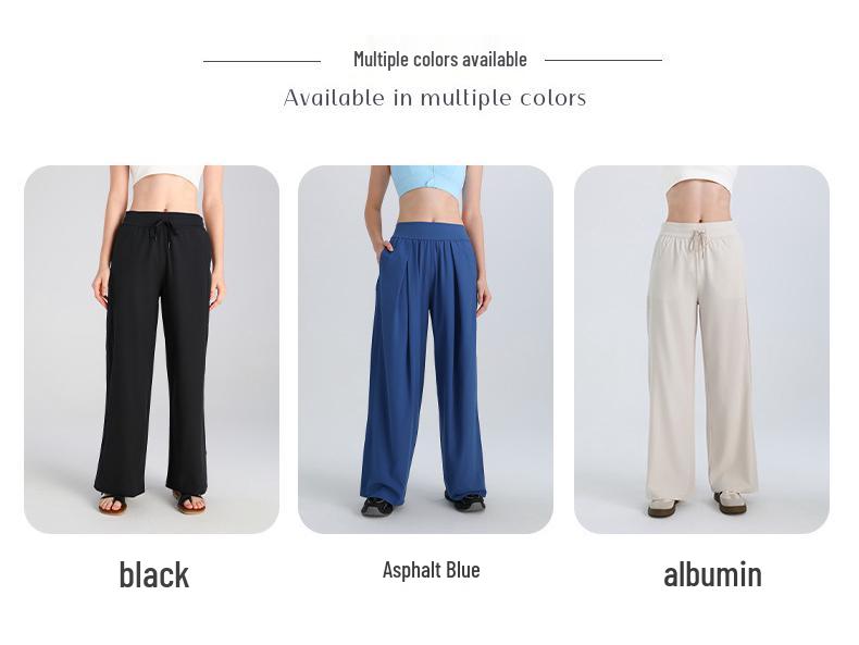 Damen Sommer Yoga Hose mit Hohem Bund, Weiter Beinform, Sonnenschutz und Taschen