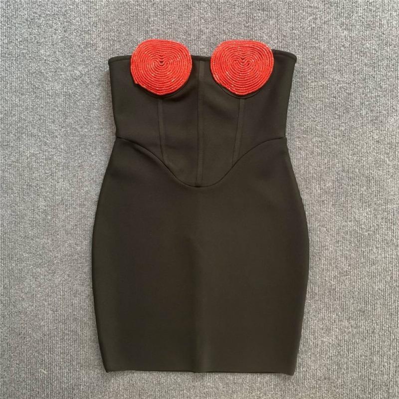 New love bandage dress tube top slim temperament tight women's niche evening dress