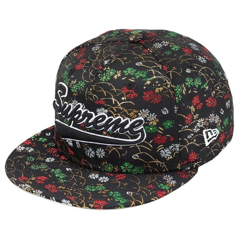 Supreme Floral Jacquard New Era Black 7 3/8