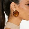 SHIXIN Vintage Geometrické Náušnice Studs s Gradientní Pryskyřicí pro Ženy Módní Minimalistické Kulaté Piercingové Náušnice Barvy Karamelu