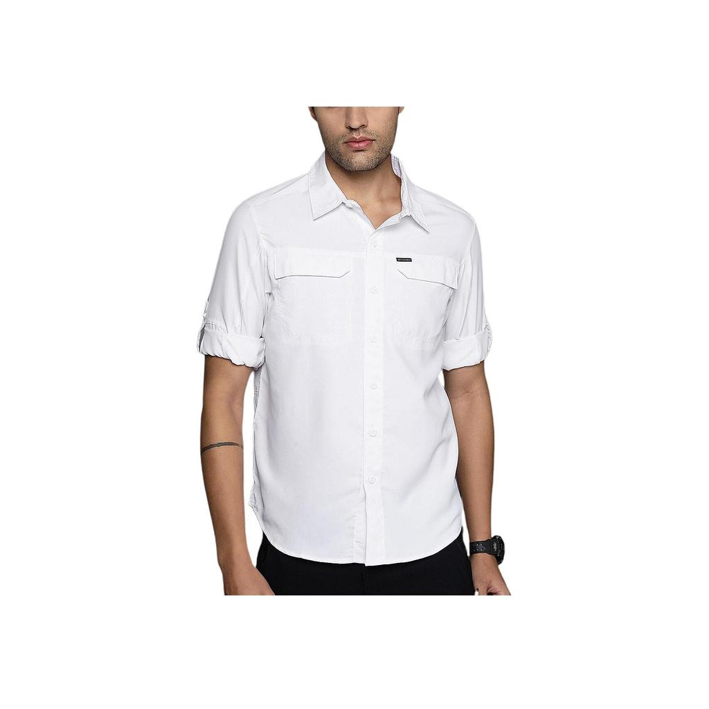 Columbia Solid Color UV Protection Quick-Dry Long Sleeve Shirt Men shirts White AE0651-100