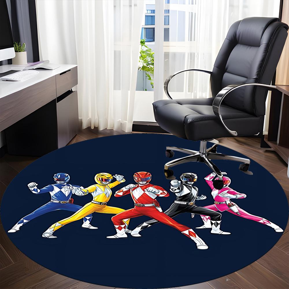 1PC Power Rangers Office Round Rug, Non-slip, Soft and Durable Office Rug for Interior Decoration, Perfect for Office, Beautiful Decoration