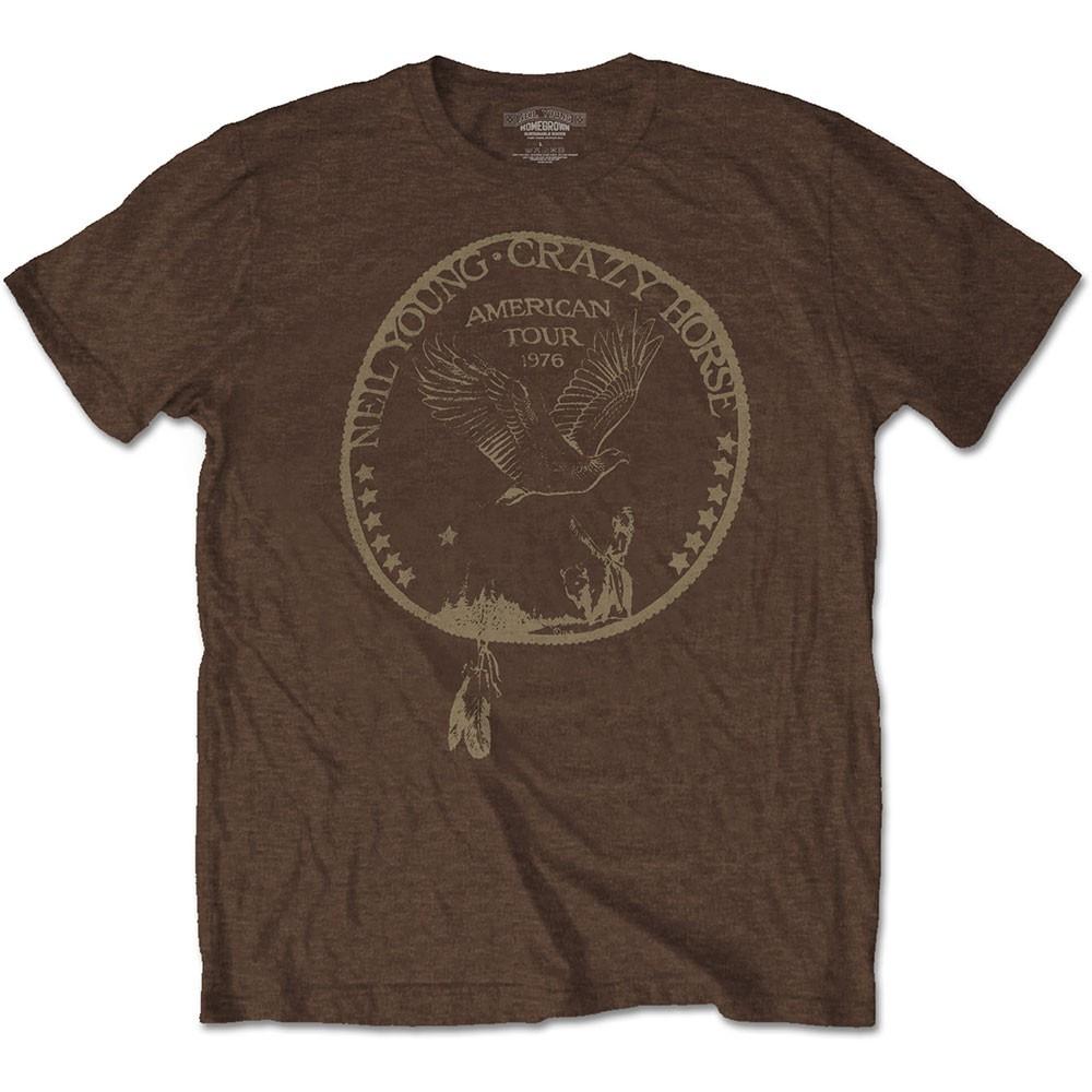 Neil Young Tour 76 Seal T-Shirt Brown New XXL