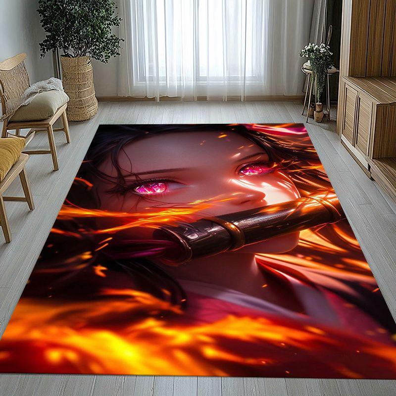 Demon Slayer Kimetsu No Yaiba Tanjiro Nezuko Anime Non-Slip Area Rug for Living Room,Bedroom Carpet Mat for Sofa,Home Decor Gift