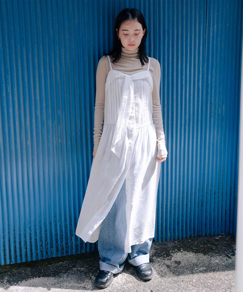 Selliteiljeu Sheer Ribbon Tie Dress_White