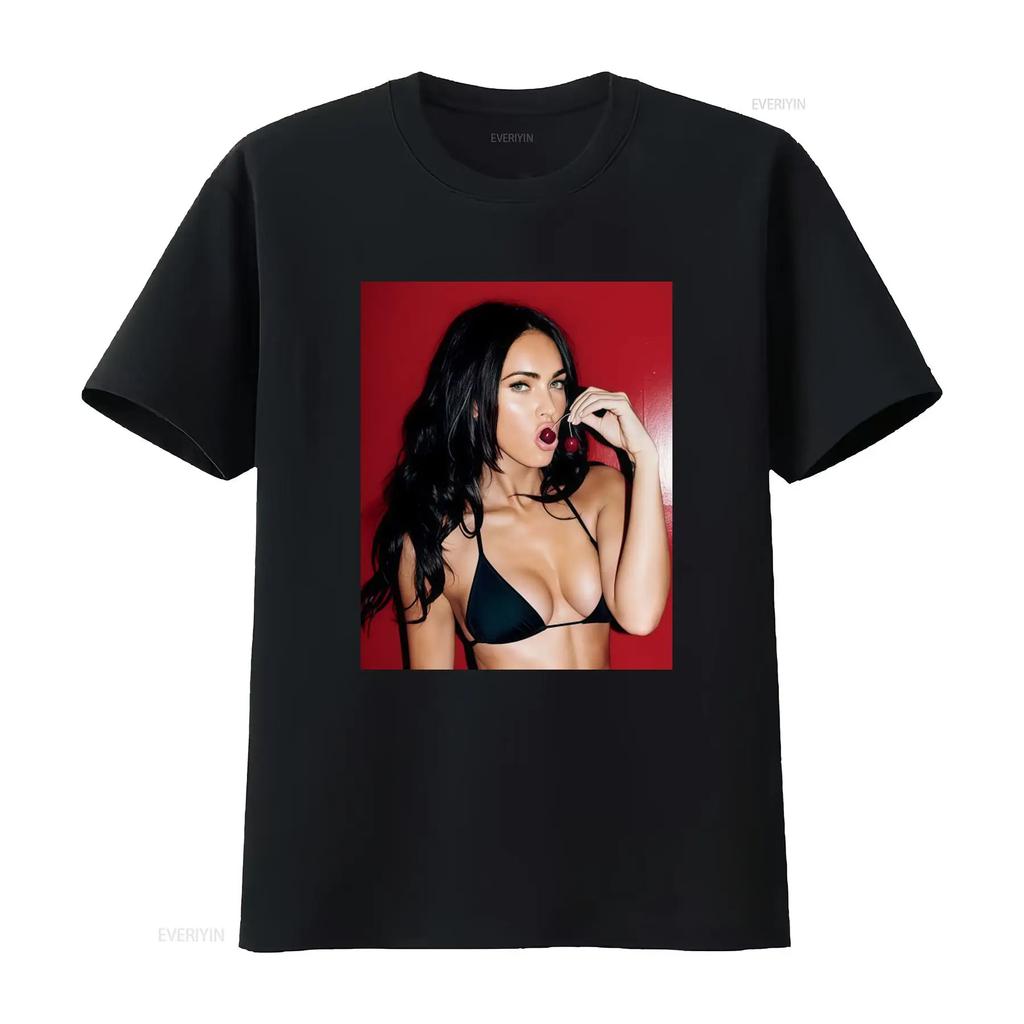 Megan Fox Poster Print T Shirt for Women and Design vintage Washed Soft Unisex designer clothes