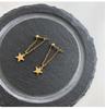 18K Gold-Plated Star Tassel Earrings for Women - Trendy Titanium Steel Chain Studs