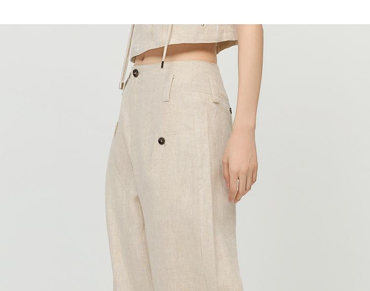 [Same As In the Mall] Fashionable Workwear Style High Waist Hanging Wide Leg Pants Spring and Autumn Style Simple Basic Linen Casual Pants
