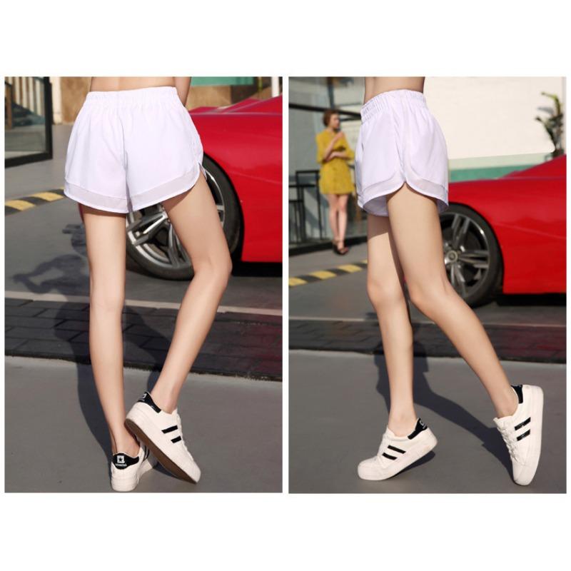 Yoga Wear Mesh Sports Shorts Women Summer Anti-naked Fitness Running Morning Exercise Elastic Quick Drying Outside Wearing Three-quarter Pants