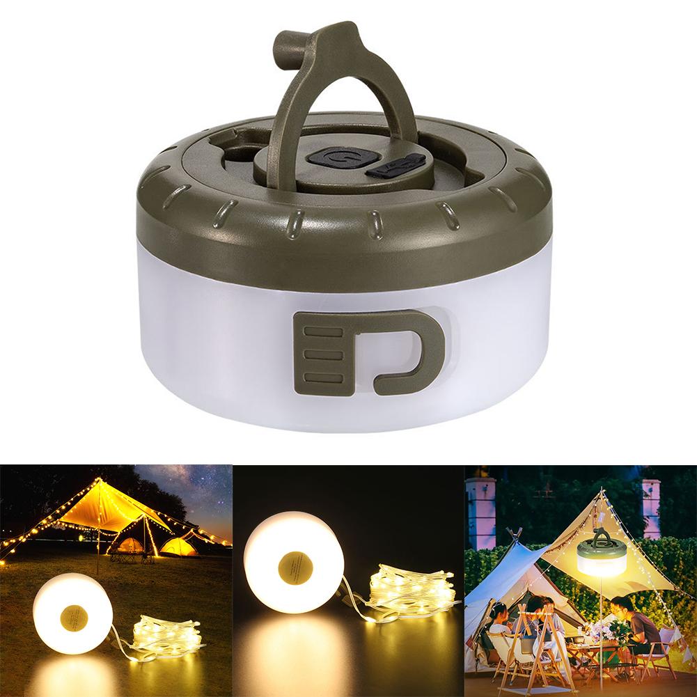 Camping String Lights 1800mAh Portable Camping Light 5 Light Modes Mini Lantern Adjustable Brightness for Outdoor Hiking Fishing