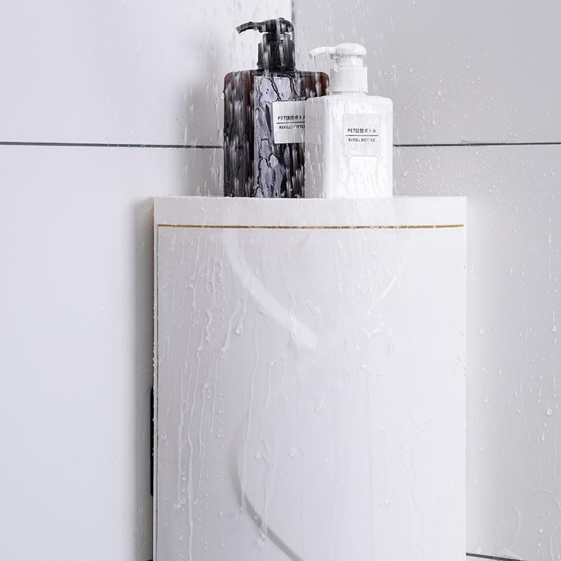 Bathroom Corner Storage Shelves 360 Degree Rotating Wall Shelf Free Punching Shower Rack Waterproof Kitchen Cabinet Organizer