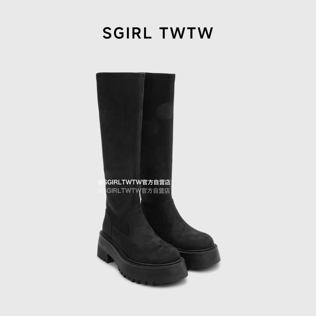 Retro tall tube looks thin autumn and winter new boots women's 2025 new models but knee thick-soled thick heel heightening long tube fashion boots