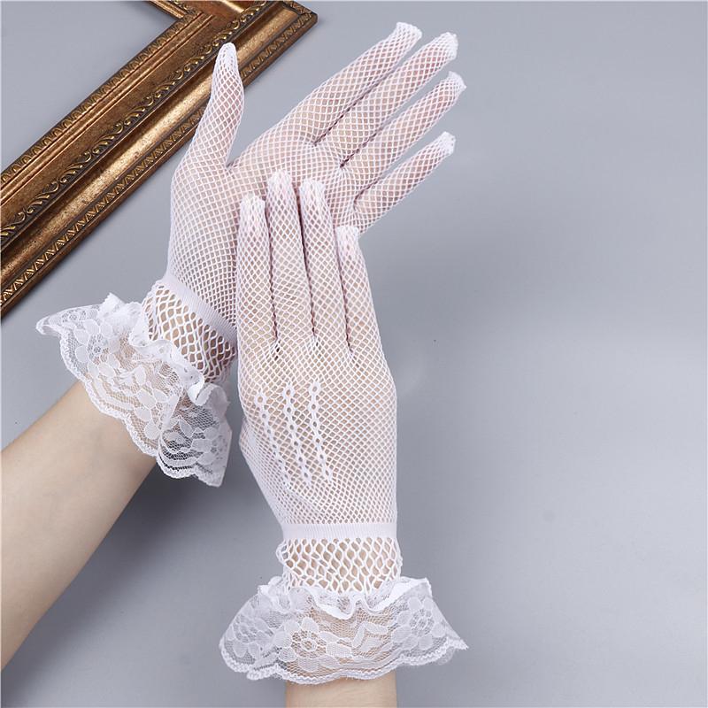 Summer Uv-proof Driving Gloves JK Mesh Fishnet Gloves Lace Full Finger Girls Lace Fashion Gloves Hand Cosplay Gloves