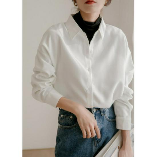 

Женская свободная рубашка в стиле ретро из красного вельвета с начесом - весна/осень 2025 г. Large