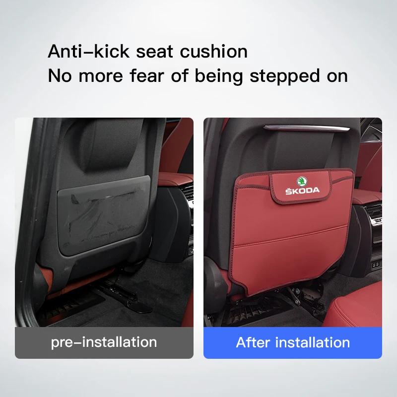 2026 Hot Car Seat Back Anti Kick Cover Leather Protector Pad For Skoda Fabia Superb Yeti Octavia Rapid Kodiaq Mk3 A4 A6 A7 2 3 A