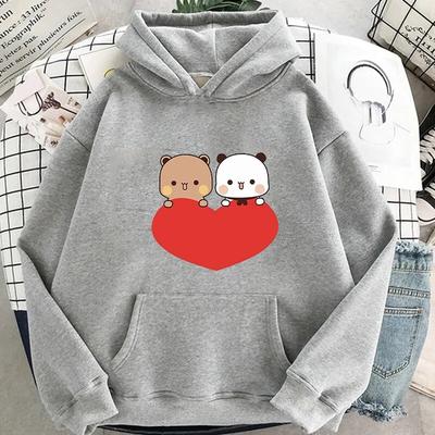 Cartoon Panda Bubu și Dudu Heart Femei Hanorac Hanorac Kawaii Harajuku Gât rotund Harajuku Unisex Haine imprimate