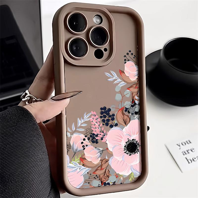Soft Silicone Phone Case For Samsung Galaxy S25 Ultra S24 FE S23 Plus S22 S21 FE S20 FE Shockproof Flower Painted Funda Cover