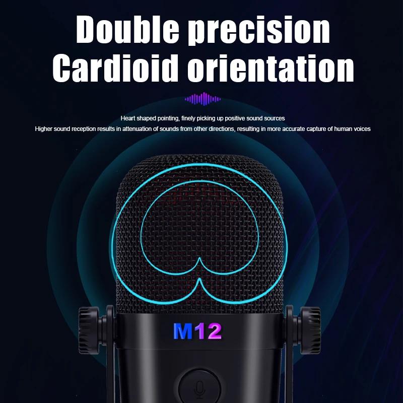 M12 USB Condenser Desktop Microphone For PC Computer Mobile Phone Singing Gaming Streaming Podcasting Recording Mic