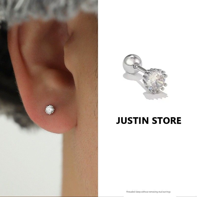 

Type Sleep No Need to Take off Stud Earrings Men s and Women s Same Ear-Caring Stud Earrings Delicate Small Stud Earrings Anti-Allergy Earrings Men s Rabbit pick polygon zircon ear studs [single]]