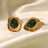 Yori Exquisite Natural Stone Stainless Steel Oval Stud Earrings Waterproof Trendy High Quality Daily Jewelry Bijoux