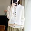 Autumn And Winter New Thickened Hooded Wool Cardigan Women'S Twisted Flower Simple Casual Lazy Wind Knitted Sweater Jacket
