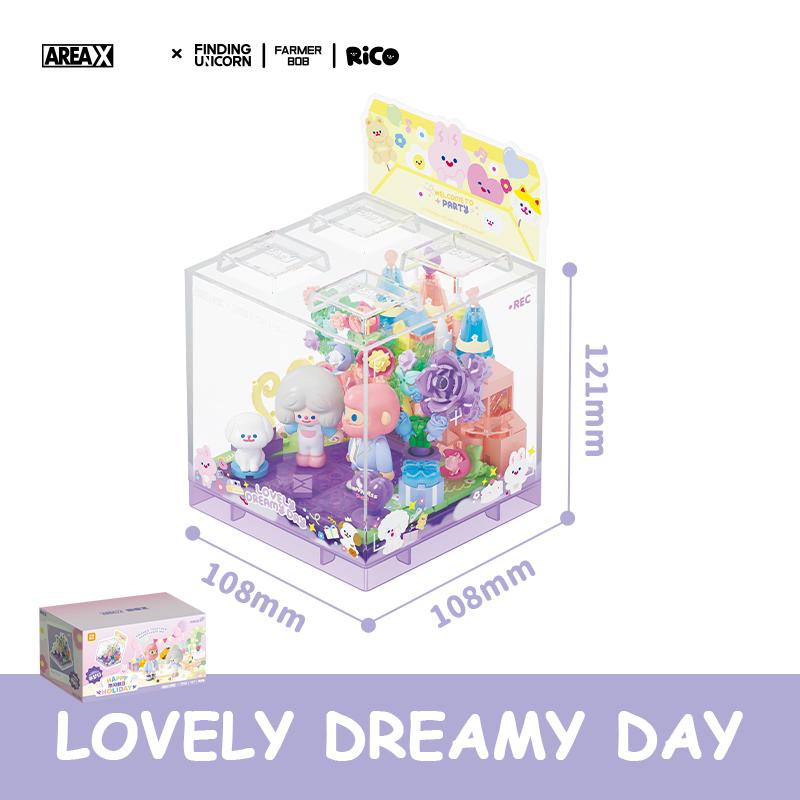 

AREAX FINDING UNICORN FARMER BOB RiCO Happy Holiday Assembly Building Blocks Stack Brick Box Desktop Decoration Toys Adult Gifts with box