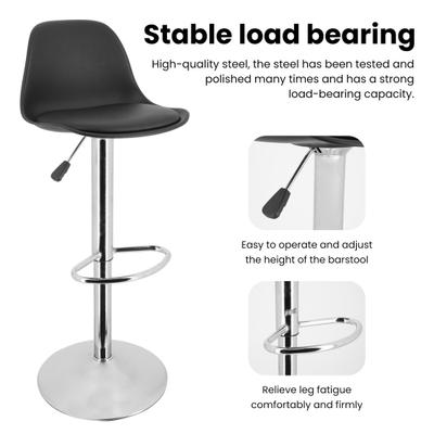 Bar Stools Set of 2 Faux Leather Counter Height Barstools with Back & Footrest Height Adjustable Swivel Bar Chairs Modern Armless Island Stool
