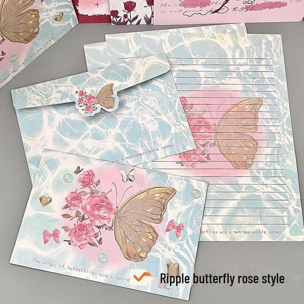 Vintage Rose Handwritten Envelope & Letter Set: Romantic Greeting Card Stationery