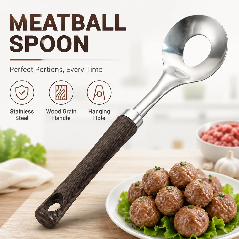 Stainless Steel Meatball Maker Spoon Round Spoon Head Meatball Portioning Tool Cooking Utensils